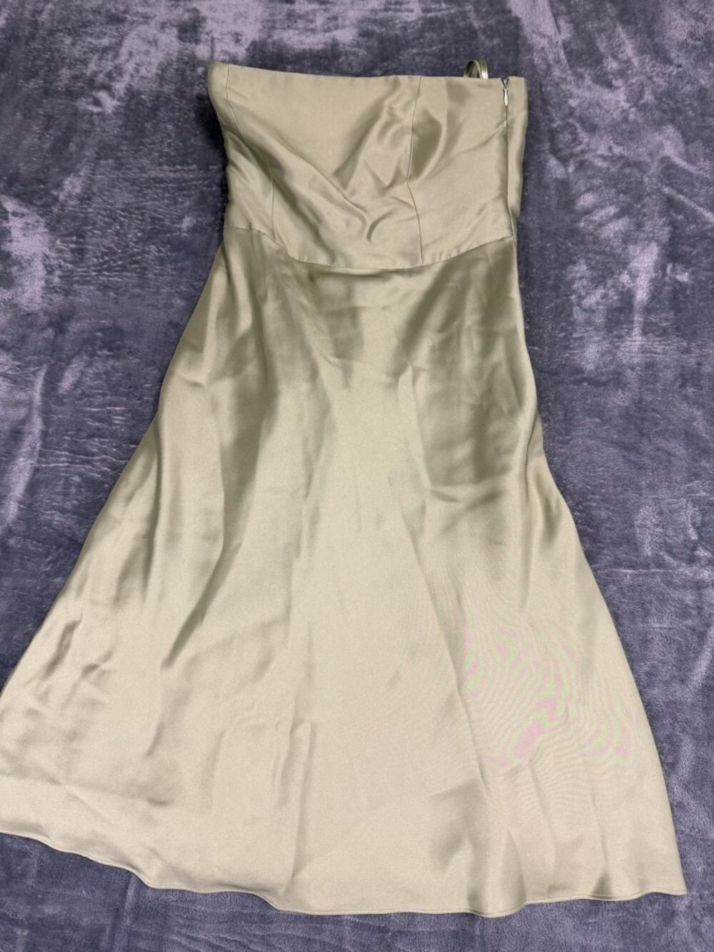 Ann Taylor Womens Olive Green Strapless Satin Cocktail Dress Size 6